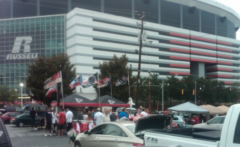 falcons fans tailgate at georgia dome