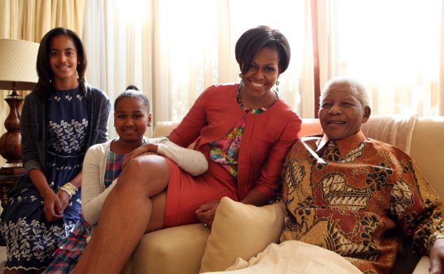 US First Lady Michelle Obama meets Nelson Mandela