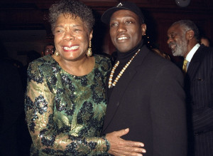 Maya Angelou and actor Wesley Snipes at movie premier for "D