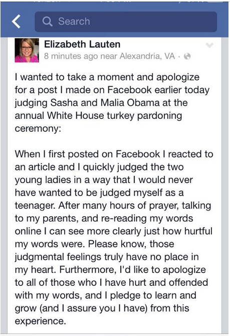 Eiizabeth-Lauten-apology-to-Sasha-and-Malia-Obama