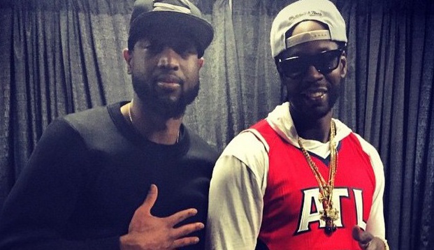 2Chainz poses with Dwyane "D-Wade" Wade of the Miami Heat. 