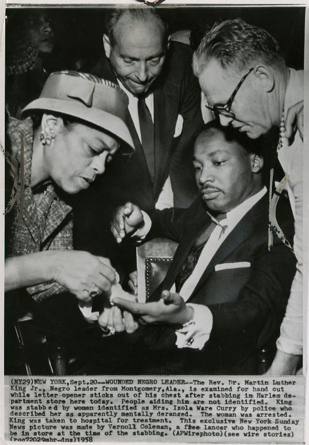 MLK, moments after being stabbed near his heart, with the letter opener sticking out of his chest.  