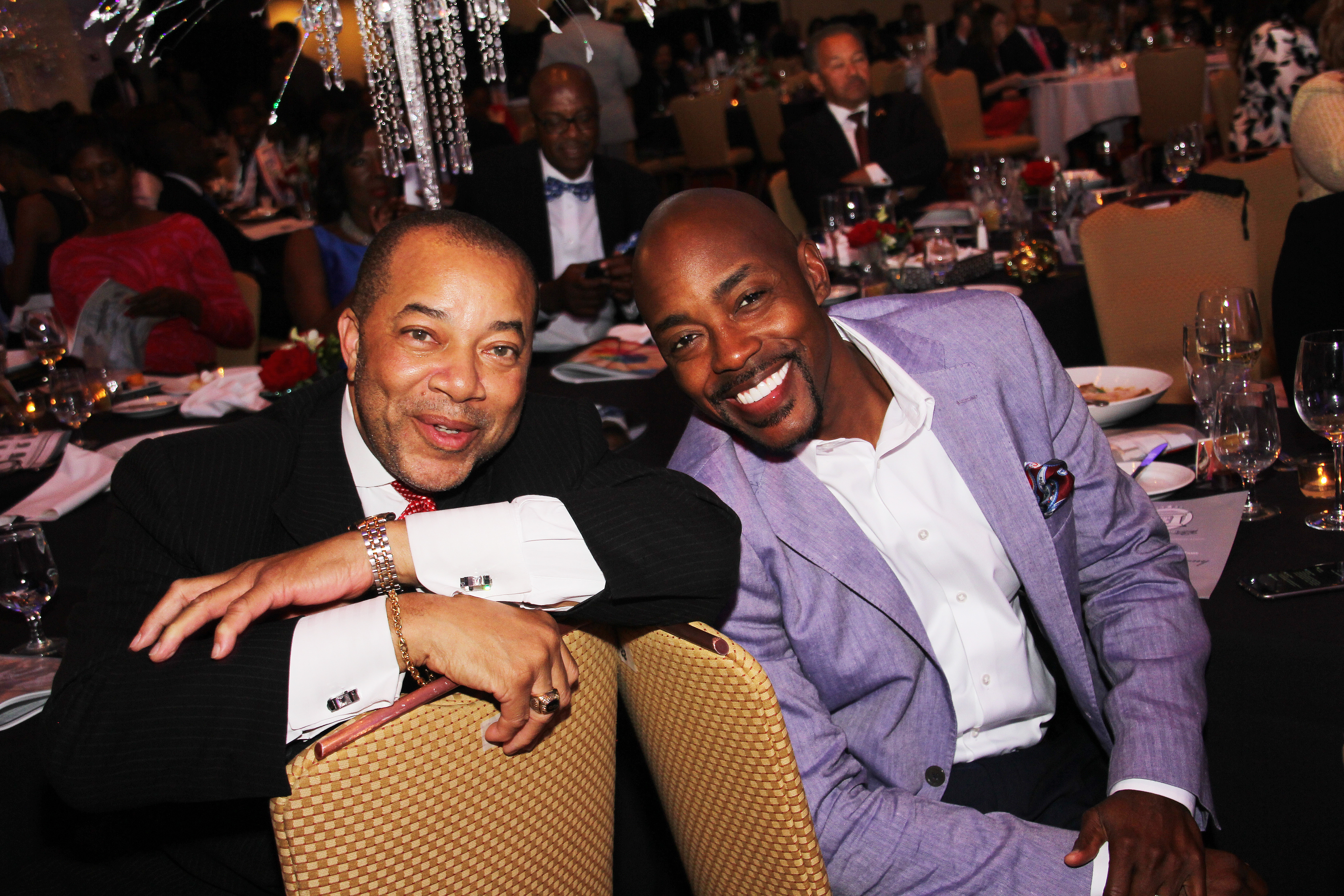 National Black College Alumni Hall of Fame Foundation founder Thomas W. Dortch, left, with "Straight Outta Compton" producer Will Packer. (photos by Terry Shropshire for Atlanta Daily World and Real Times Media). 