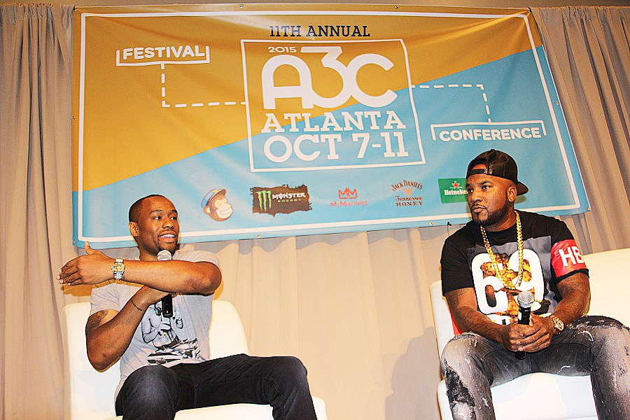 BET's Marc Lamont Hill interviews Young Jeezy before several hundred at the Loudermilk Conference Center in Atlanta. (Photos by Terry Shropshire for Atlanta Daily World and Real Times Media). 
