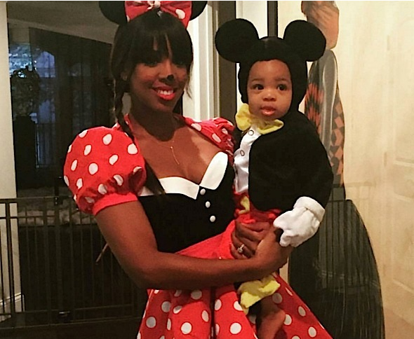 kelly rowland and son as Mickey and Minnie Mouse