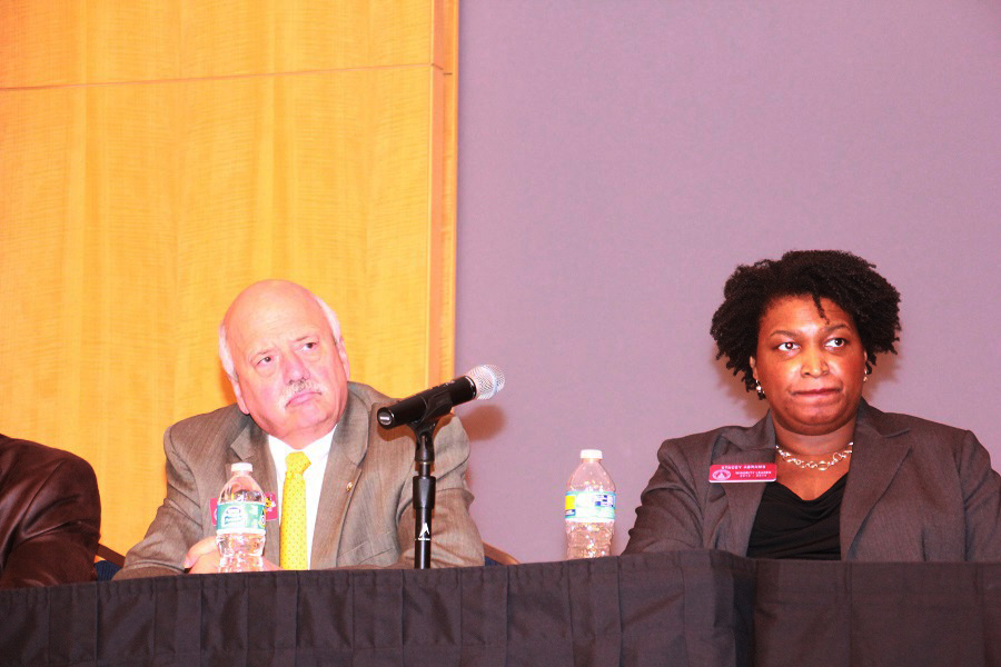 Rep. Tommy Benton and Rep. Stacy Abrams listen in on the heart-tugging struggles of mostly seniors who take in child relatives. (Photos by Terry Shropshire for Atlanta Daily World and Real Times Media). 