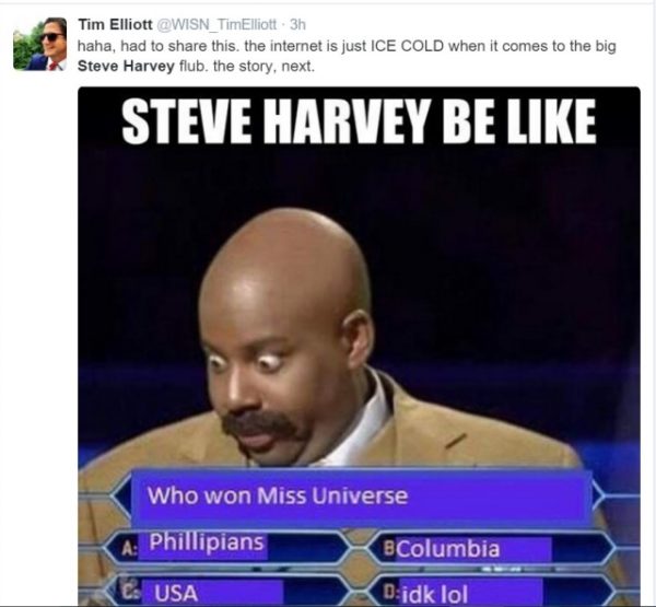 Funniest Steve Harvey Memes And Tweets For Messing Up Miss Universe Winner Atlanta Daily World 