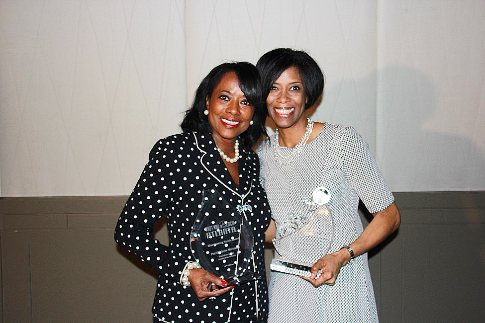  president and chief executive officer of Leadership Atlanta, Pat Monteith- Upshaw ; executive director of Cool Girls, Inc., Tanya Egins with the Community Impact Award.