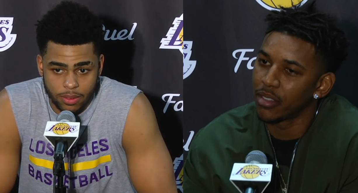 D'Angelo Russell, left, and Nick Young