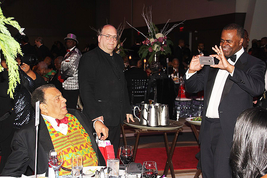 Ambassador Andrew Young, left, getting his picture taken by Mayor Kasim Reed at a recent gala. 