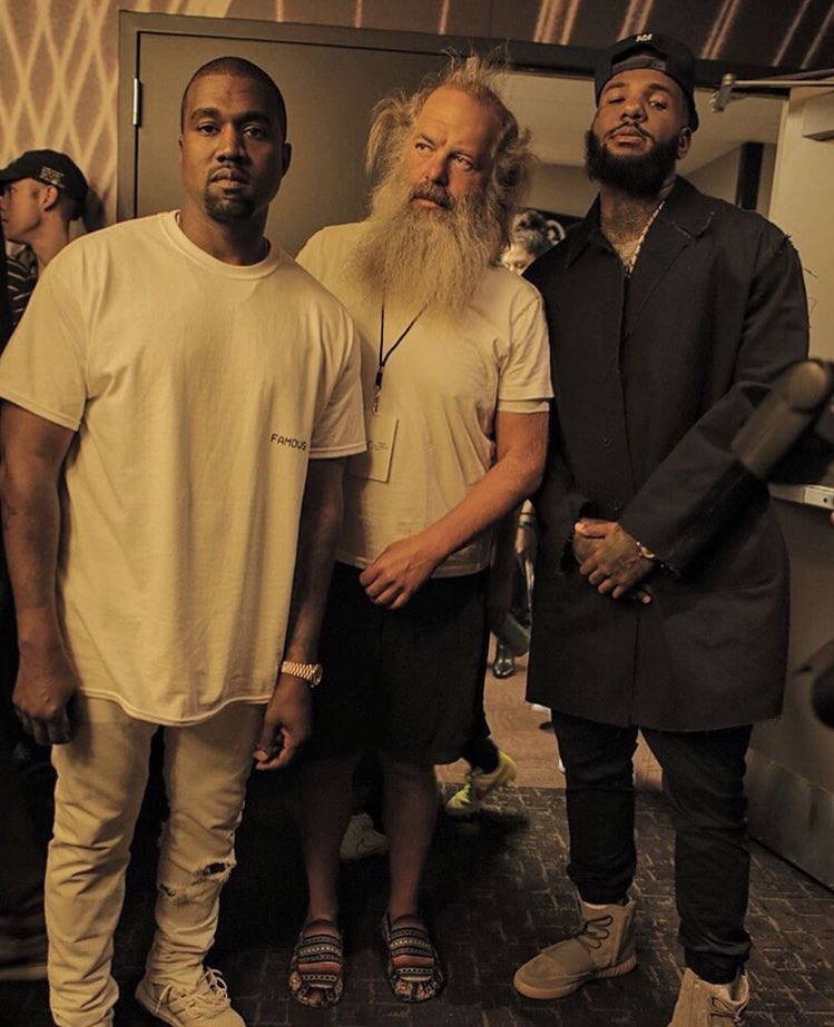 Kanye, Rick Rubin and The Game at the premiere in Los Angeles. (Photo: "EverythingKanye" Twitter)