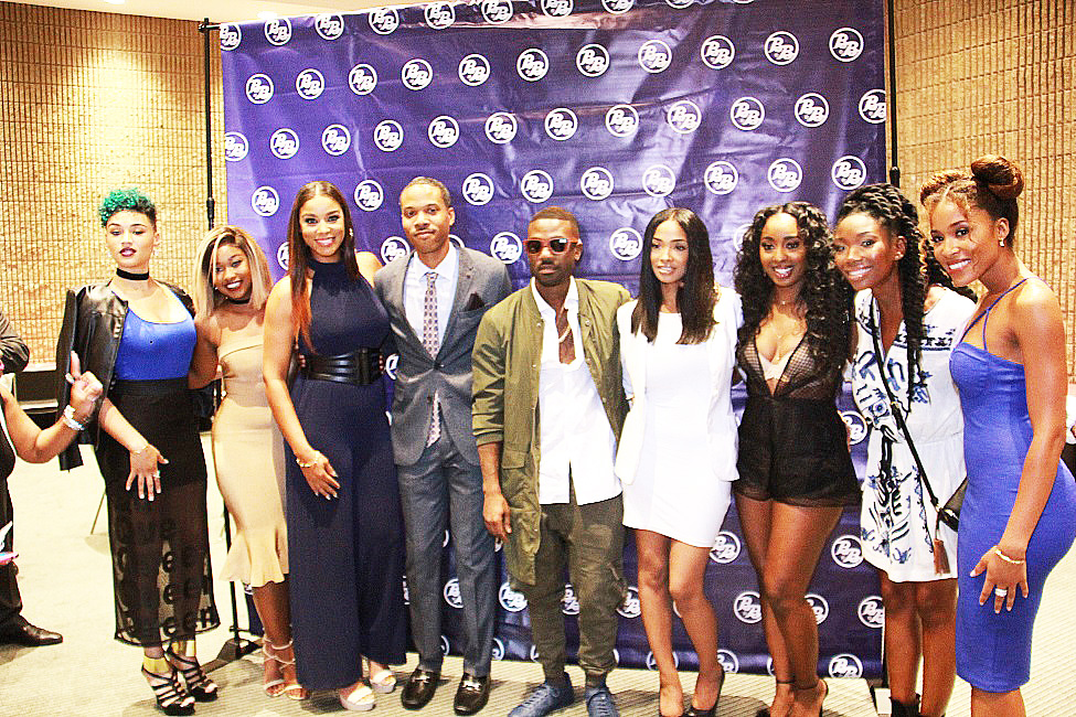 James Bronner, CEO of the Bronner Bros. International Hair Show, poses with Ray J, wife Princess, sister Brandy and members of Kelly Rowlands girl group, Junes Diary. 