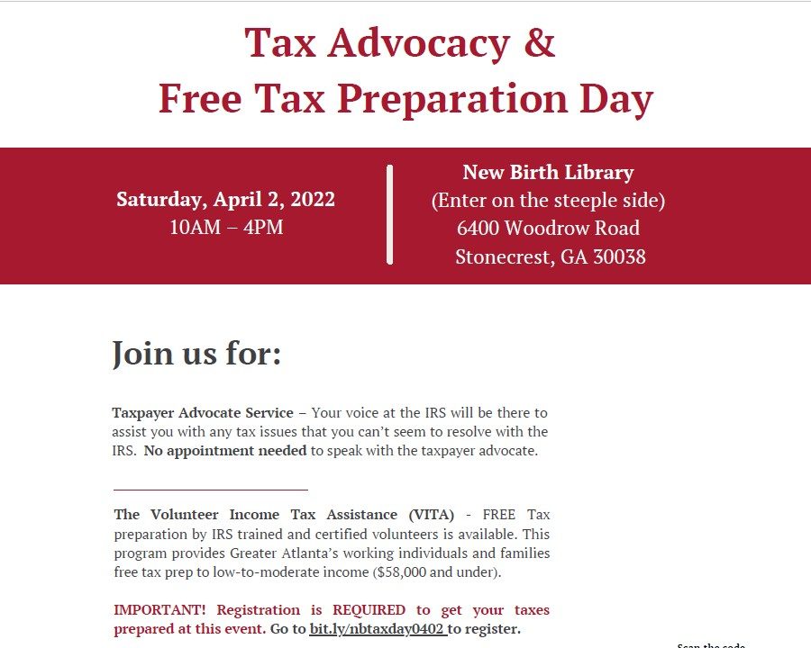 Free Tax Prep Today at New Birth Today